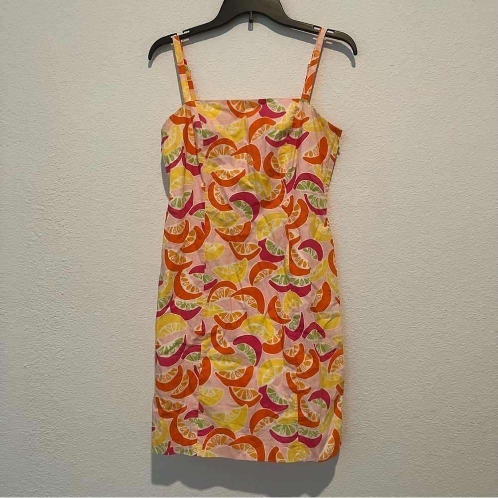 Lilly Pulitzer Ex-Squeeze Me Pink Citrus Orange Lemon Print Mini Dress Size 4